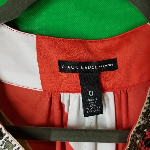 Chico’s Black Label Sequin Embellished V Neck Split Sleeve Multicolor Tunic Sz 0 - Picture 4 of 12